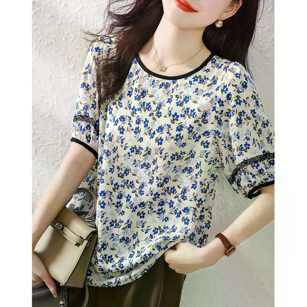 Breeze เสื้อผู้หญิงแขนสั้นลายดอกไม้ ไซส์ S-XL ทรงหลวมสไตล์เกาหลี thumbnail 6