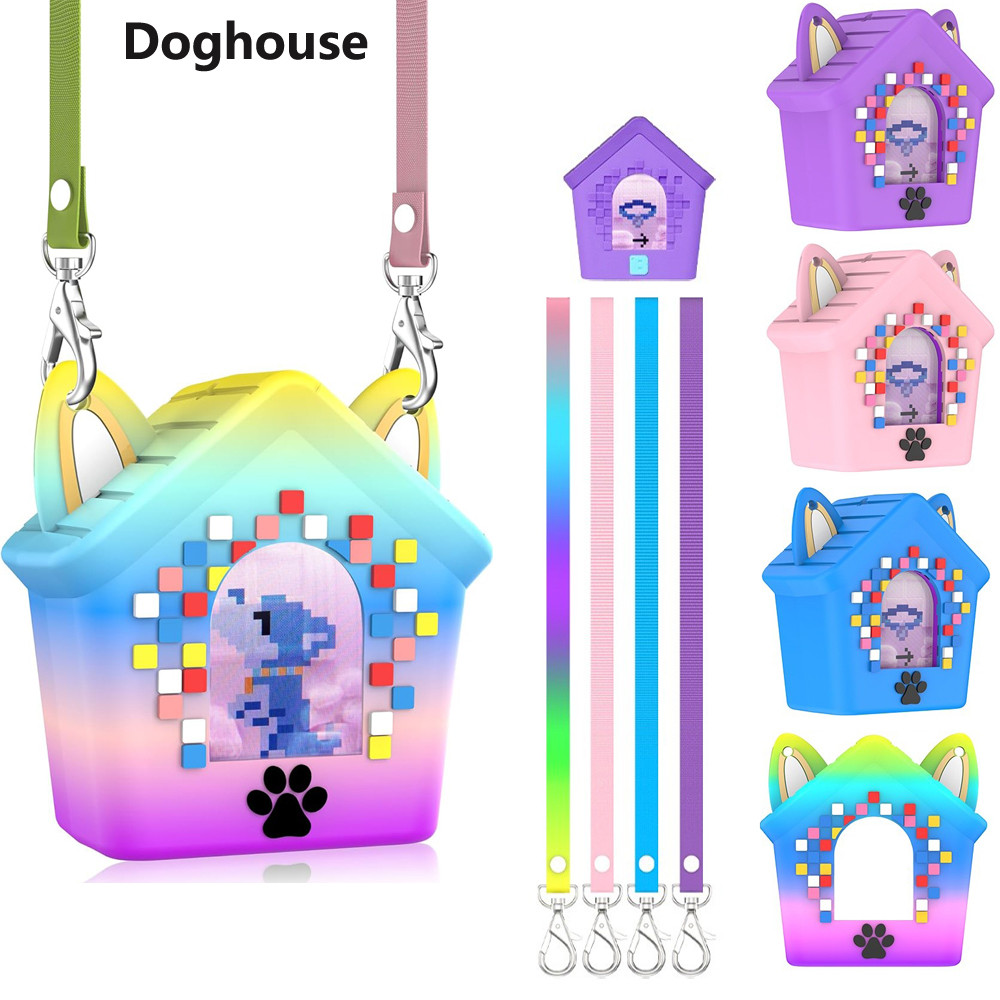 สําหรับ Bitzee Doghouse เคสซิลิโคนสัตว์เลี้ยงดิจิตอลแบบโต้ตอบ,อุปกรณ์เสริมฝาครอบป้องกันกันกระแทกพร้อมเชือกเส้นเล็ก