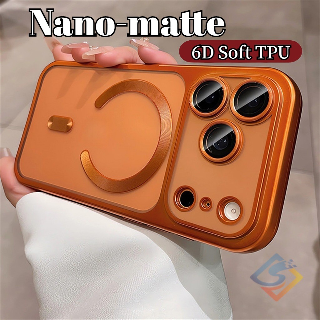ใหม่ 6D ชุบแม่เหล็ก Nano-matte เคสโทรศัพท์สําหรับ IPhone 17 Pro Max 13 14 15 16 Pro Max โปร่งใส Soft TPU ปลอกกันกระแทก