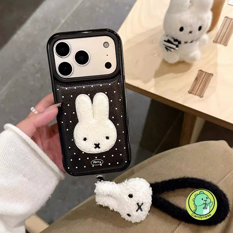 กระต่ายน่ารัก Bulge เคสโทรศัพท์ Plush Lanyard สําหรับ OPPO Reno 15 14 13 11 9 Pro ค้นหา X9 X8 Pro X8S Plus X7 หนัง PU การ์ตูนกระต่ายปลอกนุ่ม
