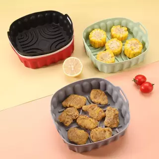 แผ่นซิลิโคน รองบหม้อทอดไร้น้ำมัน ถาดอบขนมซิลิโคน Air Fryer ที่รองหม้อทอด ใช้แทนกระดาษ อาหารไม่ติด