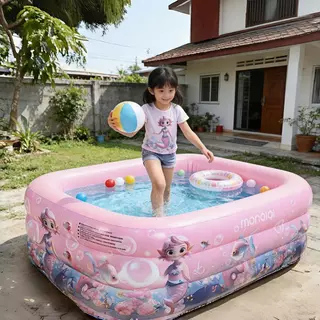 ลายน่ารัก สระว่ายน้ำเด็ก 2ชั้น 3 ชั้น PVC สระน้ำเป่าลม swimming pool สระว่ายน้ำลายนางเงือก 120cm/150cm