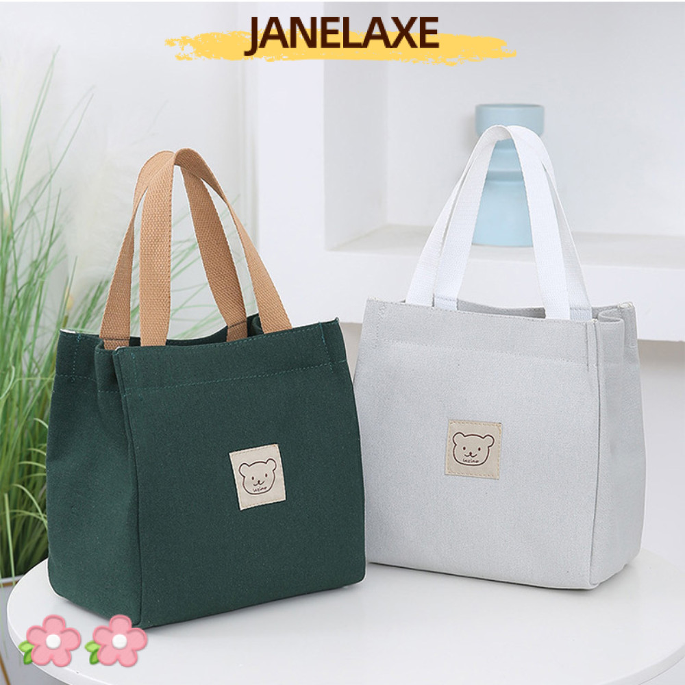 JANELAXE932JN Lunch Bag, Student Tote Satchel Handbags, Cartoon Large Capacity Casual Bear Print Grocery Bag
