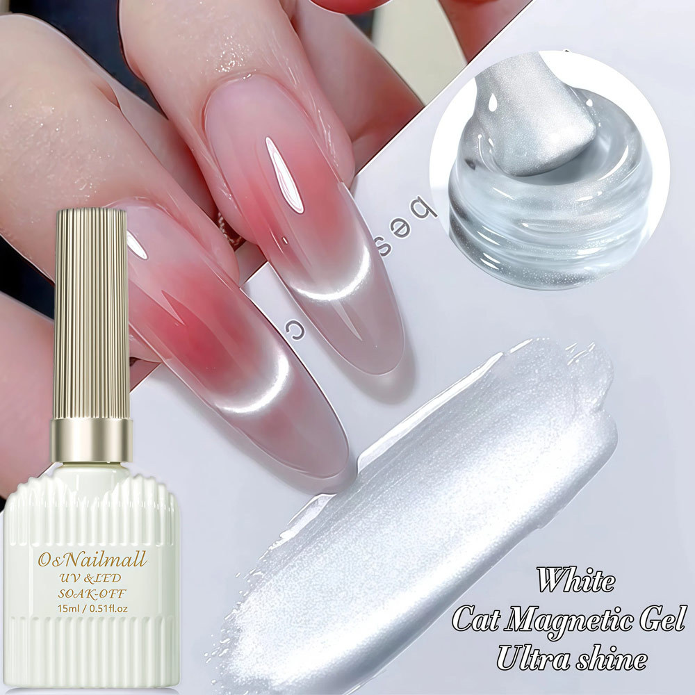 15ml สีขาว Cat Eye Gel Ultra Shine Soak Off UV เจลเล็บเคลือบเงา Full Coverage เล็บเล็บเจล