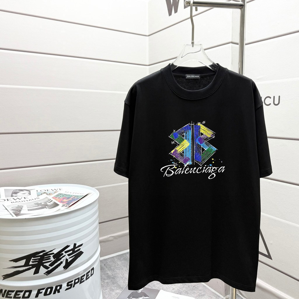 BALEN * CIAGA Star คลาสสิกรอบคอแขนสั้นเสื้อยืดผู้ชายผู้หญิงสไตล์ Street All-Match Slim-fit Creative 