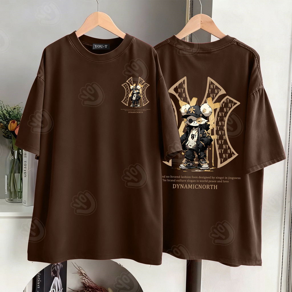 🌷Su.Tee🌷เสื้อยืด oversize แขนสั้น ผ้าฝ้าย100% แฟชั่น เสื้อยืดผู้ชาย vintage 'DYN AMIC NY' 3xl 2026