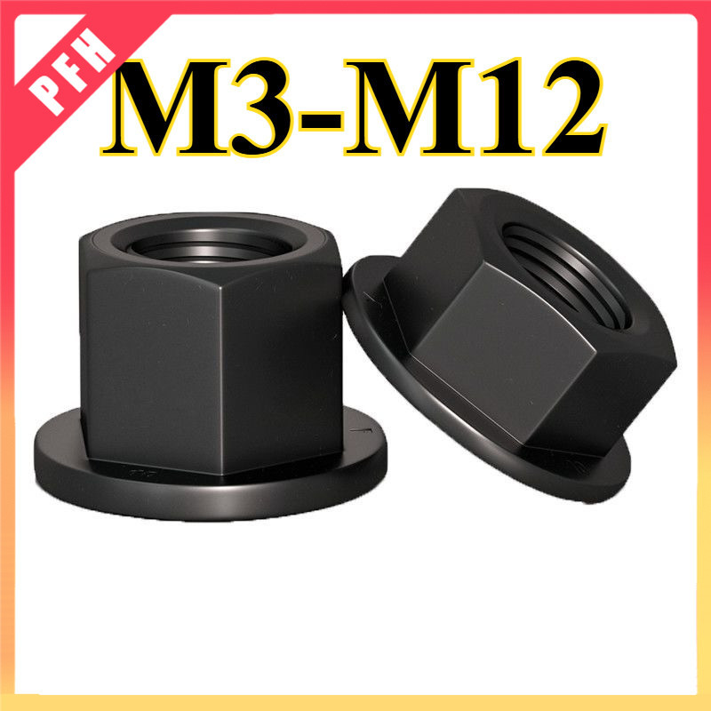 สีดํา/สีขาวไนลอนหน้าแปลนอ่อนนุชฉนวนพลาสติกพร้อมปะเก็น Hex Nut M3/M4/M5/M6/M8/M10/M12 [ZH-PFH]