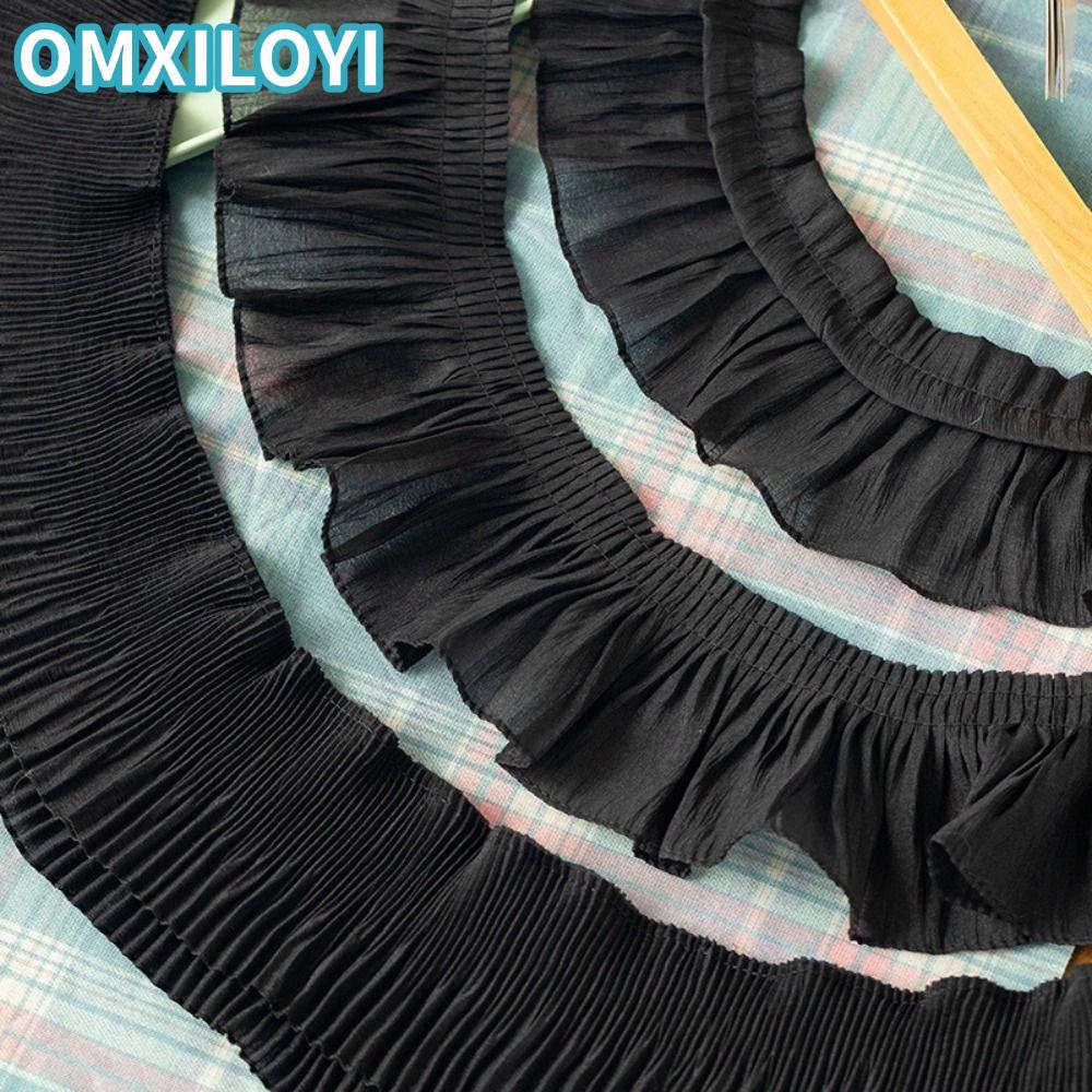OMXILOYI ชีฟองลูกไม้ Trims, 2Yards ชีฟอง Ruffled Lace Trims, กว้าง 9-12 ซม.ผ้าชีฟอง
