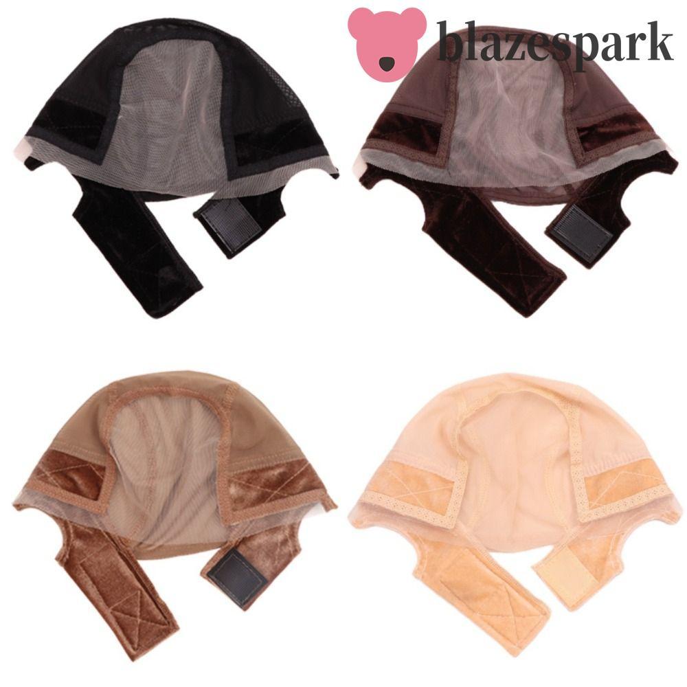 BLAZESPARK วิกผมลายลูกไม้ หมวกวิกปรับได้ง่าย U Part ตาข่ายที่มองไม่เห็น พร้อม Grip Band ขนาด 4x5 นิ้ว สำหรับวิกผม