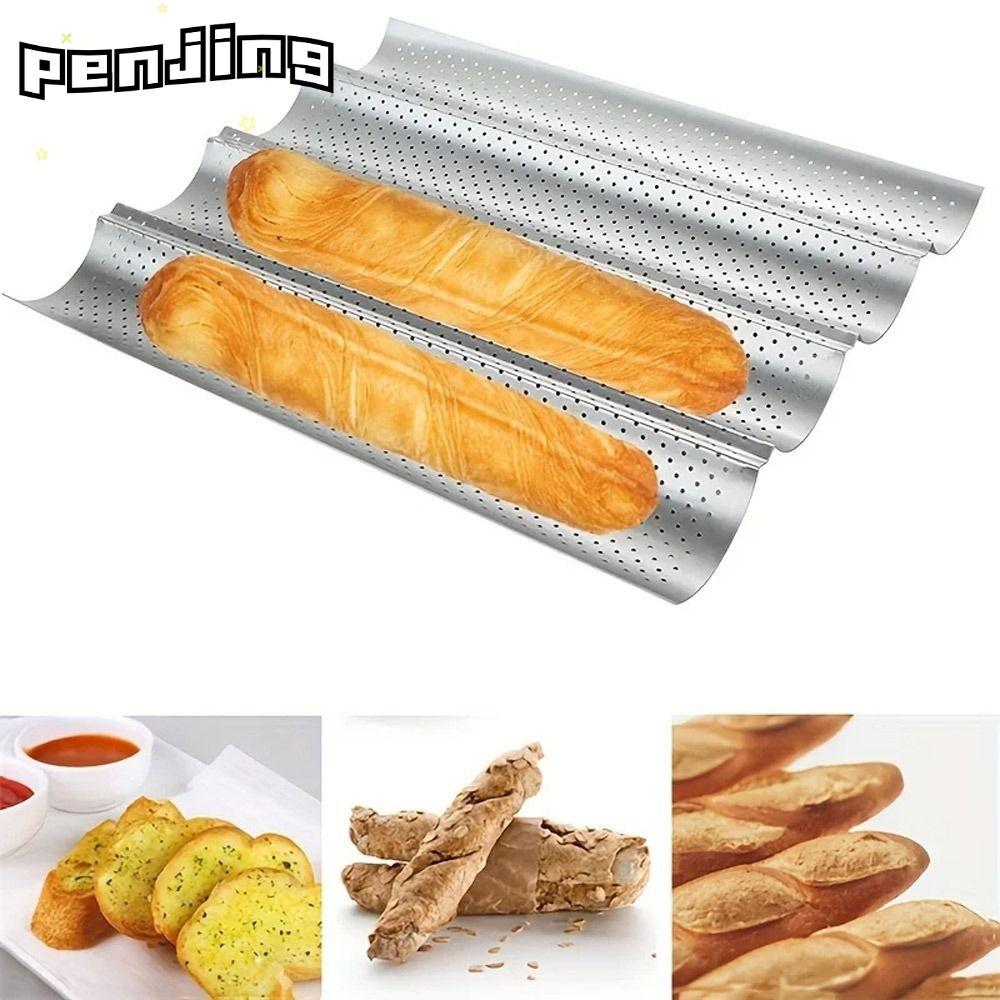 PENJING แม่พิมพ์ Baguette, Bakeware 2/4 Grooves Baguette Baking Tray, Nonstick Baking Tool French Br