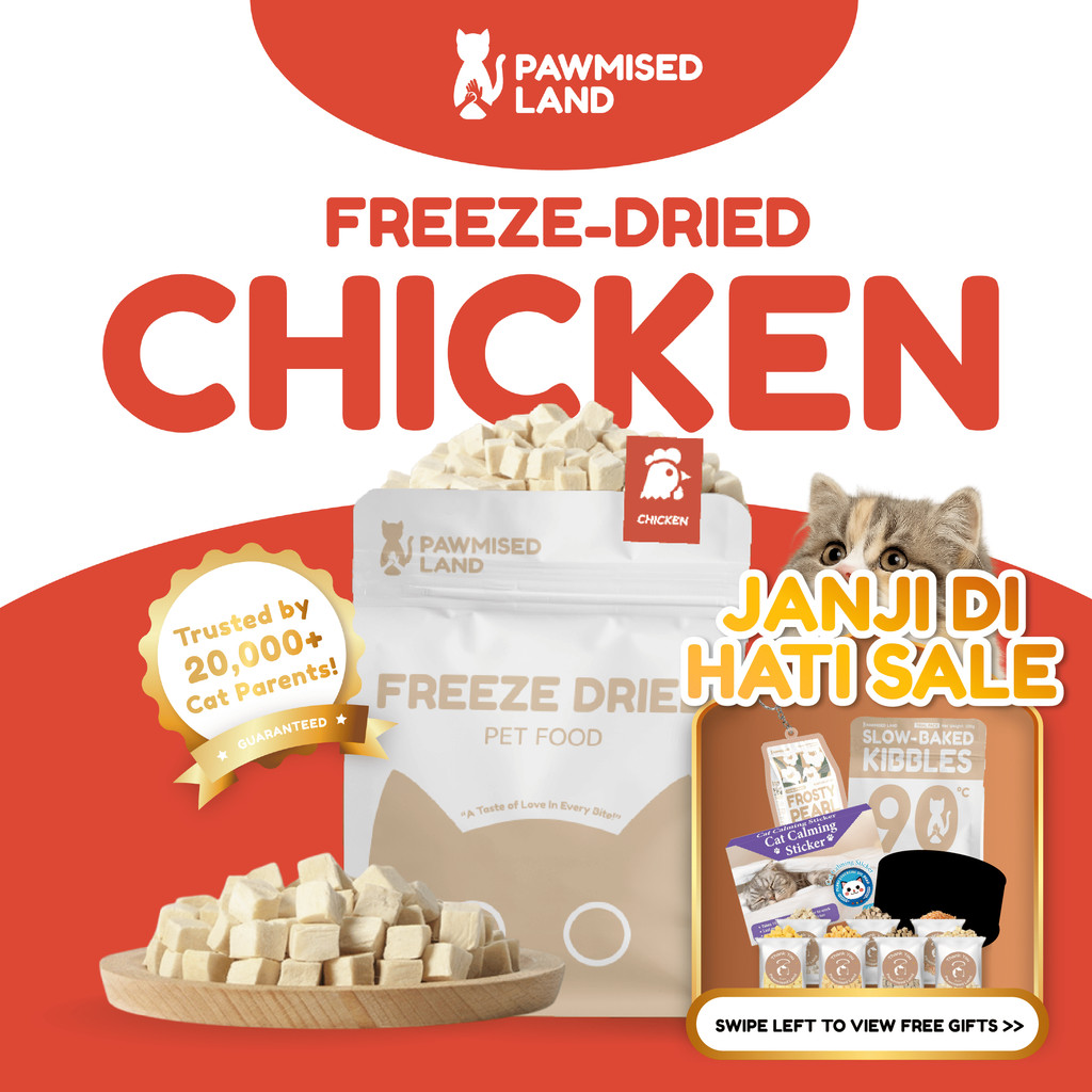 PawmisedLand Catty Munchies - Chicken Freeze Dry 125g/375g Premium Treats อาหารแมว Makan Kucing