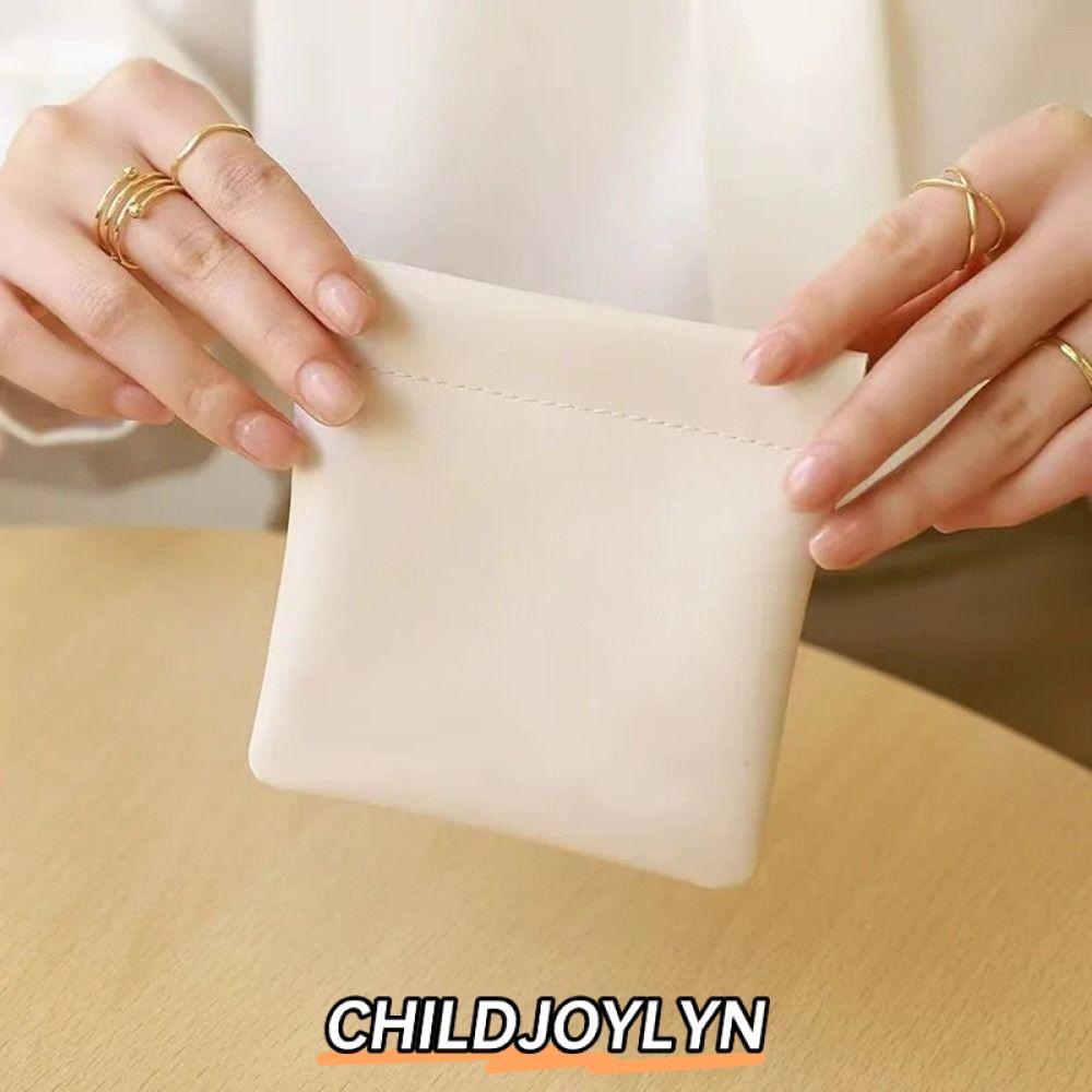 CHILDJOYLYN กระเป๋าแต่งหน้าลิปสติก, กระเป๋าจัดระเบียบเครื่องสําอางขนาดเล็กเรียบง่าย, กระเป๋าเดินทางแฟชั่น PU ถือเครื่องประดับแบบพกพาผู้หญิงเด็กผู้หญิง