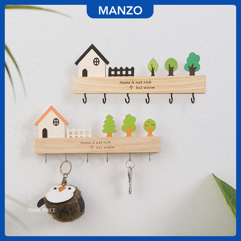 Creative Wall Mountingway Key Hook น่ารักไม้ Key Holder Wall Decor Wall Hook