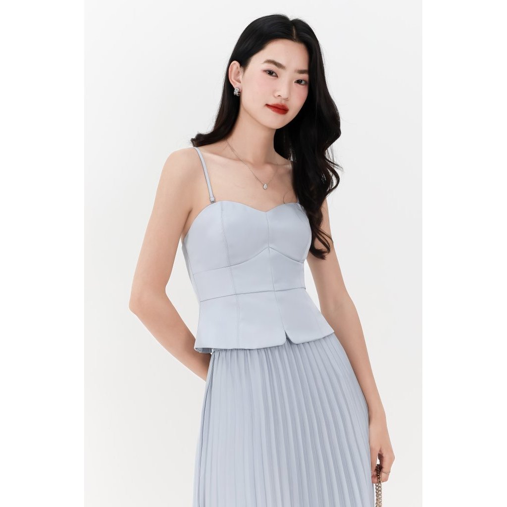 Cecelia Co-ord Sweetheart Top สีสีฟ้าอ่อน