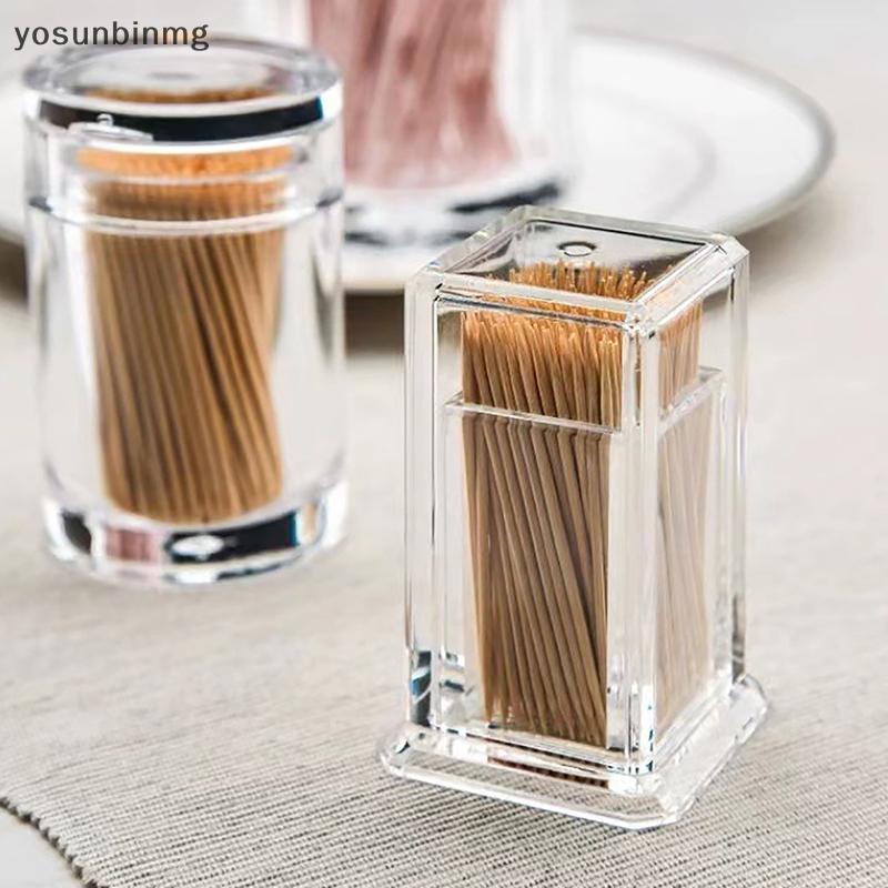 Yosunbinmg] Toothpi Box Thiened อะคริลิคโปร่งใสสแควร์แบบพกพา Creative สะดวก Living Home ห้องนั่งเล่นกล่องเก็บใหม่