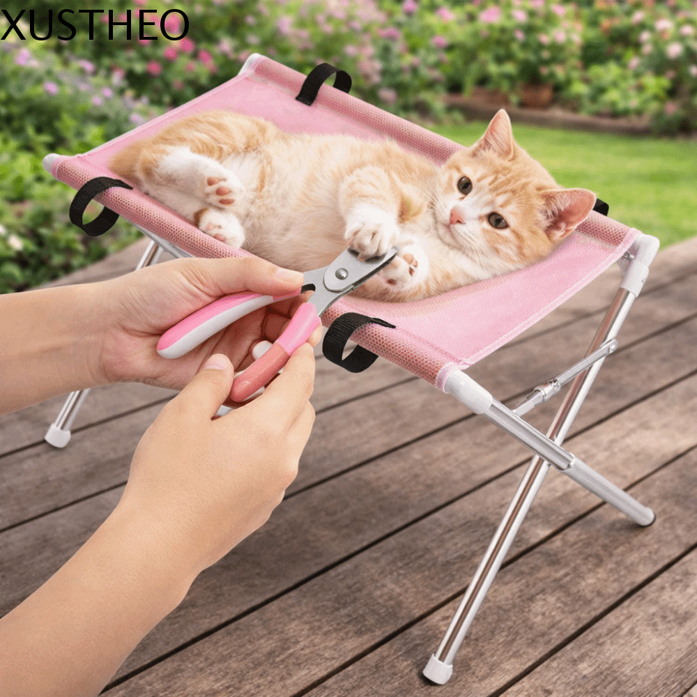 XUSTHEO Pet Grooming Hammock, Anti-Scratch Support Frame Puppy Nail Clipping Holder, แบบพกพาปรับทนทา