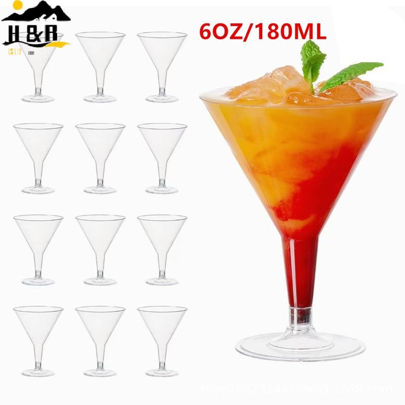 H&B 10 ชิ้นพลาสติก Martini ถ้วยโปร่งใส Cotail ขนมหวาน Unbreakable Mini ถ้วยสําหรับงานแต่งงานชามไวน์ไ