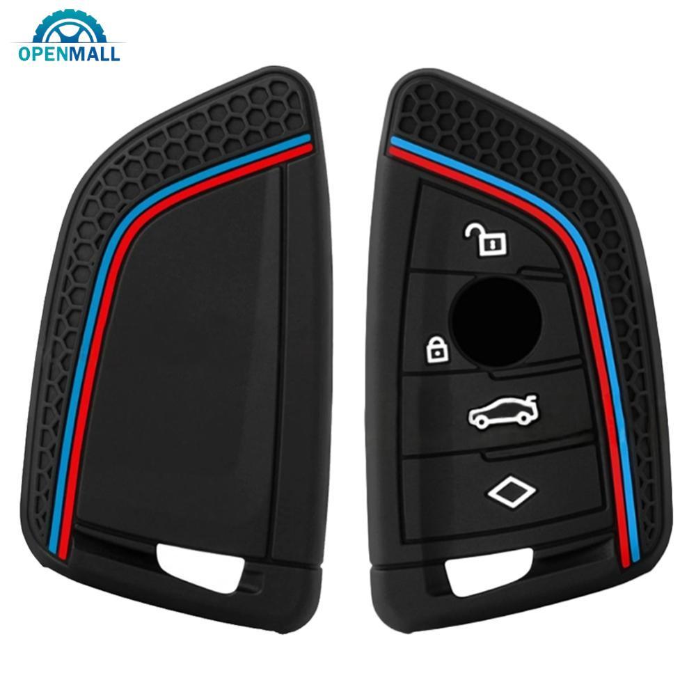 OPENMALL รถซิลิโคน Key Fob กรณี 4-Button สไตล์ Dual Line รูปแบบ Scratch & Drop ป้องกันสําหรับ BMW 3 
