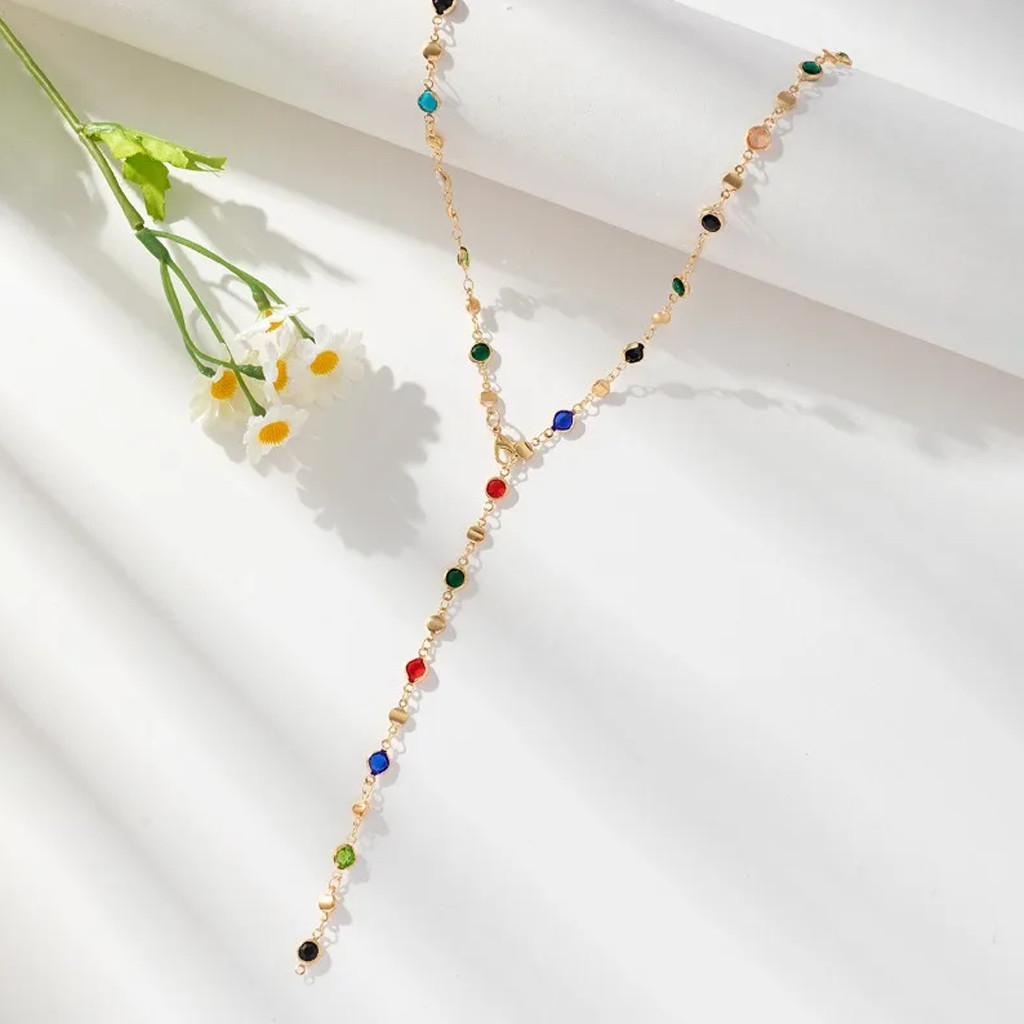 TBB สร้อยคอยาวลายจุดทันสมัย สด และสีสันสดใส A210