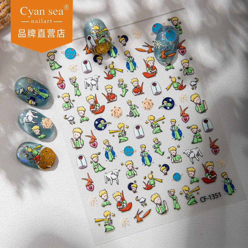 Cyansea Cross-Border ขายร้อนน่ารัก Rose Little Prince สติกเกอร์แต่งเล็บ diy แท็บเล็ตเคสโทรศัพท์สติกเกอร์ตกแต่งกล้อง