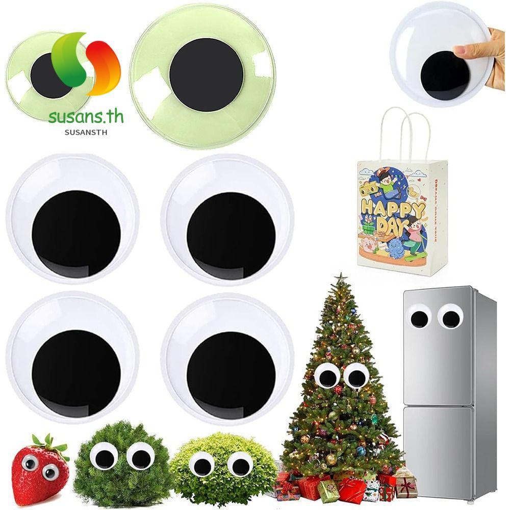 SUSANS 6PCS Giant Googly Wiggle Eyes, ตกแต่งงานปาร์ตี้ DIY หัตถกรรมสีดําสีขาว Googly Eyes, Moving Ey