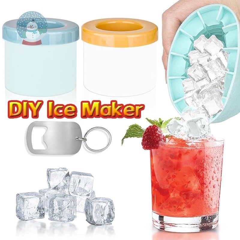 แม่พิมพ์ลูกบาศก์น้ำแข็งพร้อมฝาสำหรับการทำไอศครีมกลมโฮมเมด DIY ใช้สำหรับตู้เย็นตู้แช่แข็งง่ายต่อการใช้งาน