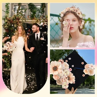 5/20/40/50 ชิ้น Faux ดอกไม้หัวชุดแชมเปญประดิษฐ์ดอกไม้หัวปลอม Peony Daisy Rose ดอกไม้ Multicolor ผ้าไหมสําหรับ Craft Garland งานแต่งงาน DIY Graduation Decor