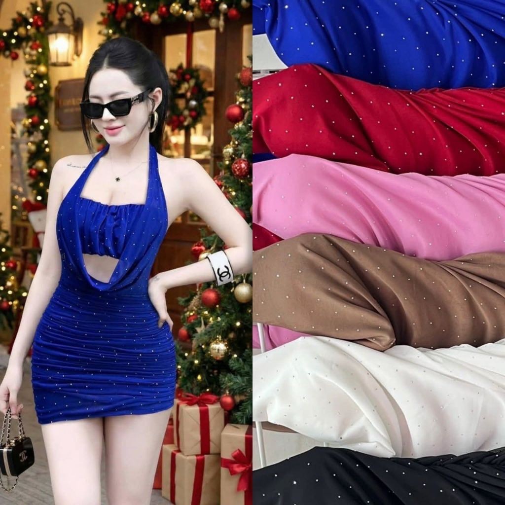 ชุดเดรสพีอาร์ สวย แซ่บ ใส่ดินเนอร์ ใส่เที่ยวกลางคืน คือเริ่ด ฟรีไซส์ XS S M l ใส่ได้ผ้ายืด