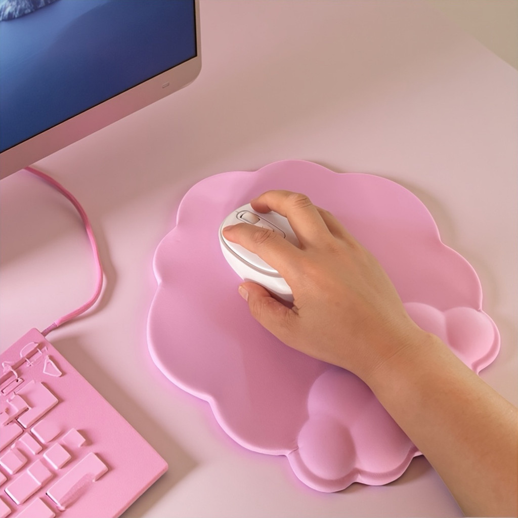 Cloud Wrist Rest Mouse Pad Ergonomic Memory Foam Non Slip Mousepad สําหรับ PC แล็ปท็อป Office Setup