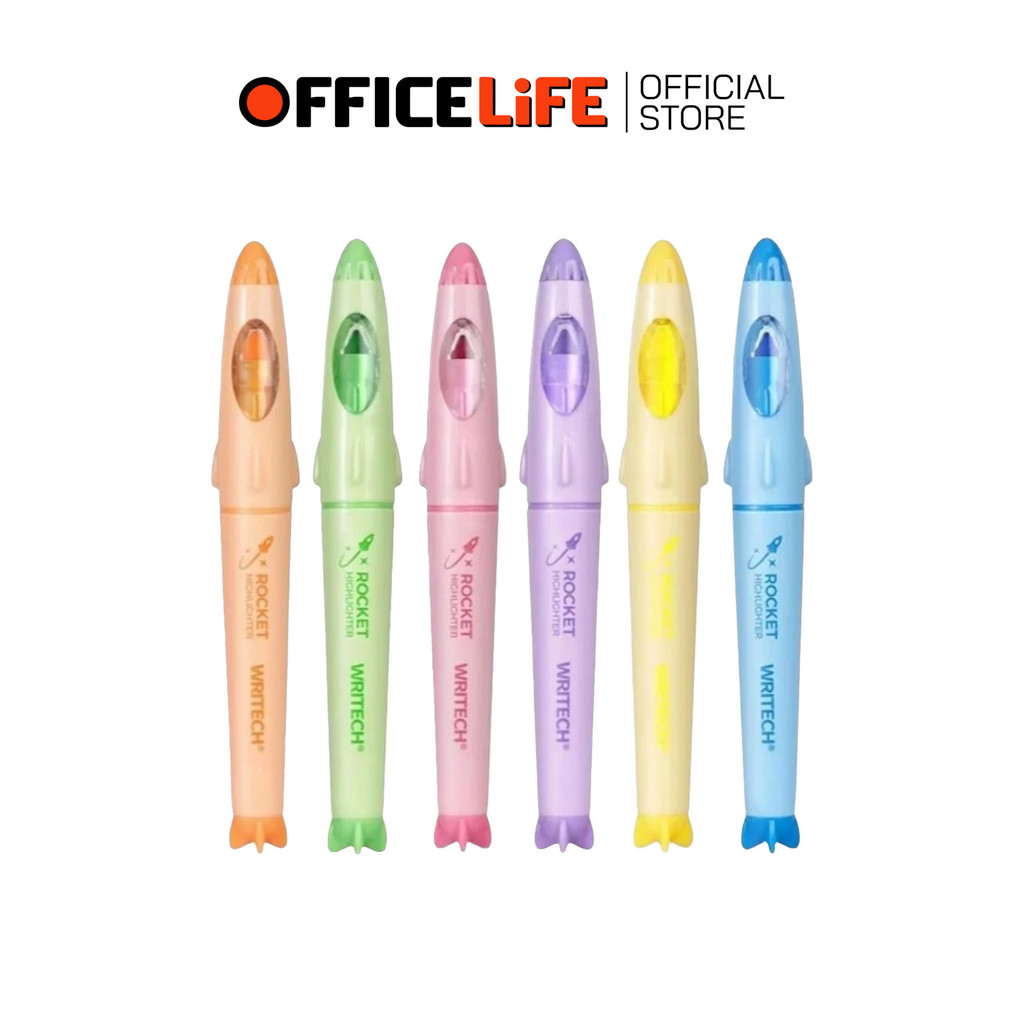Writech (ไรท์) ปากกาไฮไลท์ ไฮไลท์ rocket highlighter รุ่น W-8155 ขนาด 4 mm. ( 1 แท่ง )