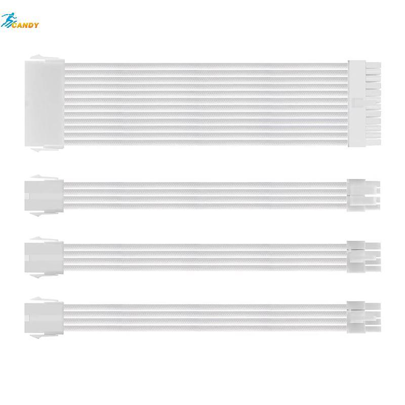 NDY PSU ATX 24Pin สายไนลอนถัก 8-pin 6 + 2pin สายไฟ 24 พินเมนบอร์ดสําหรับคอมพิวเตอร์พีซีกรณีสายไฟชุด 