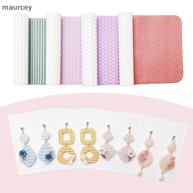 MAU เครื่องปั้นดินเผานุ่มต่างหู Polymer Clay Cutter Roller Texture Polymer Clay Seamless Polymer Cla