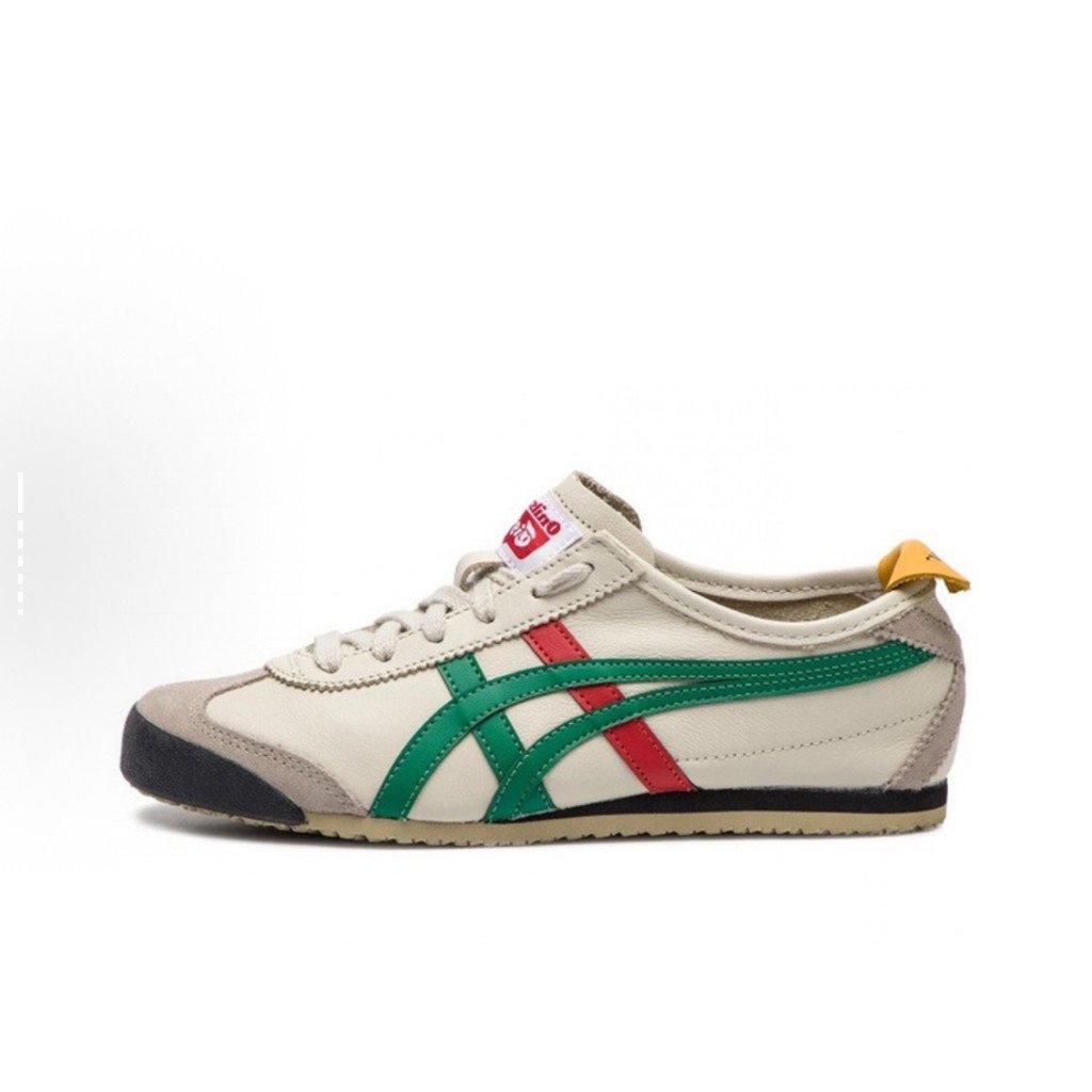 ONITSUKA TIGER  OriginalOnitsuka Tiger MEXICO 66 สําหรับผู้ชายและผู้หญิงสีเบจสีเขียวรองเท้าบอร์ด EHP