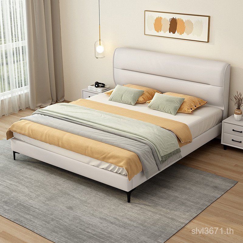 เตียงคู่เตียงใหญ่จริง Master Luxury t & Modern Bag Small Bed 1.5m Light เช่าห้องผ้าเตียงไม้ 1.8m Sim