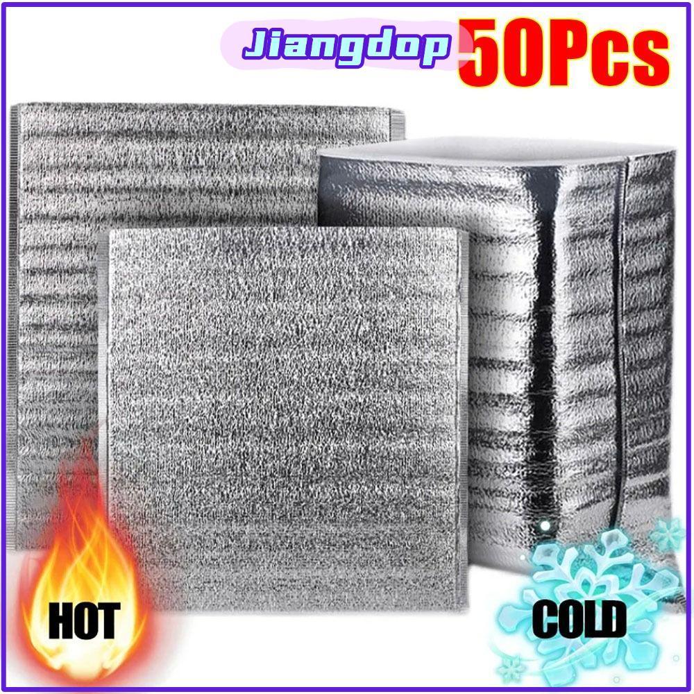 Jiang 50ชิ้น/แพ็คถุงอลูมิเนียมฟอยล์,ถุงเก็บเครื่องดื่ม ค มาถึง กระเป๋าฉนวนกันความร้อน,แบบพกพาน้ําแข็งเย็นอุ่นอาหารความร้อนบรรจุถุงเย็
