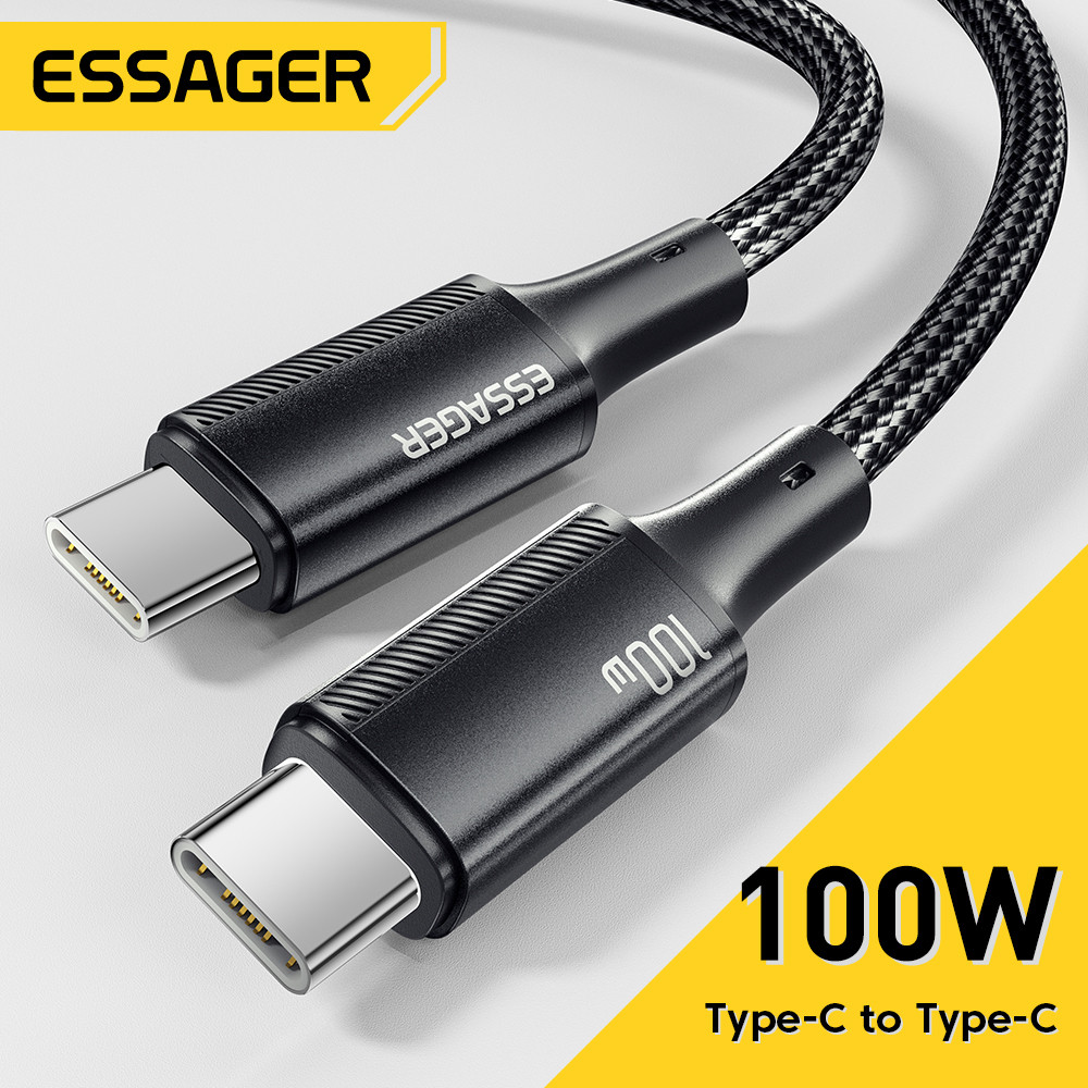 Essager 100W USB Type-C ถึง TypeC PD Fast สายชาร์จรองรับการส่งข้อมูล USB2.0 480Mbps สําหรับ IP15