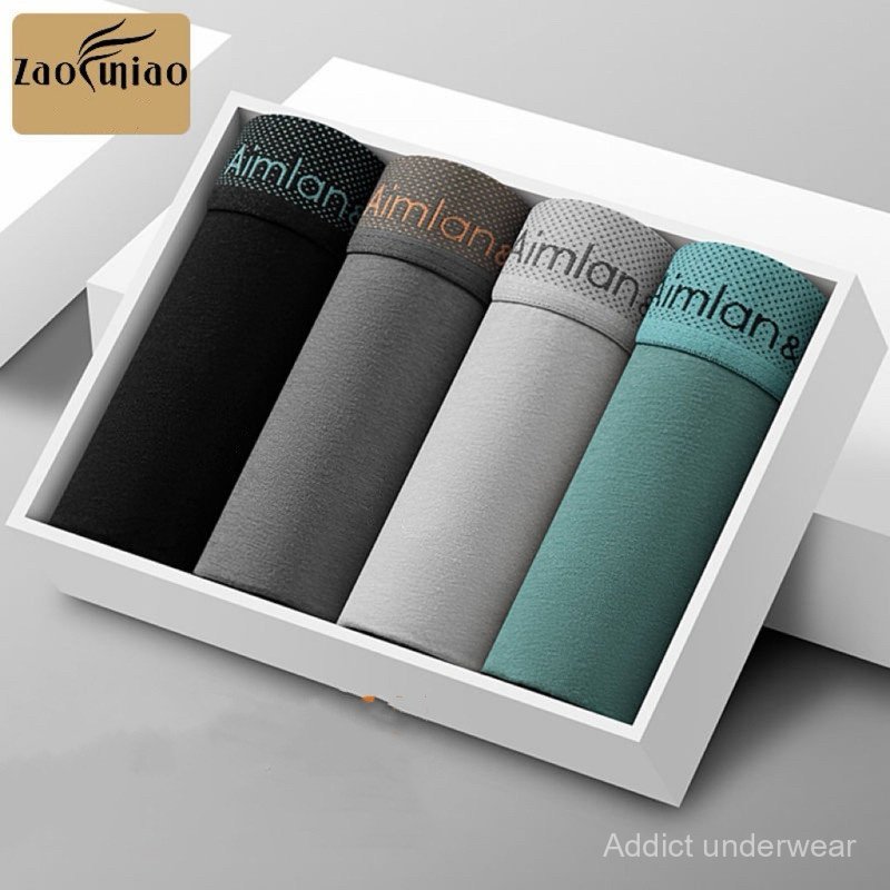 (1กล่อง4ตัว มีกล่อง) 4สีกางเกงในชาย Boxer บ๊อกเซอร์ ผ้านิ่มใส่สบาย ไม่อึดอัด ระบายความร้อนได้ดี แห้งไว รับประกันความนิ่ม