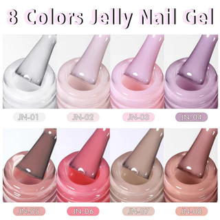 OsNailmall 8 สี Jelly Nail Gel Polish UV LED Soak Off Nail Art Polish Nude สี UV Gel เล็บกึ่งถาวร