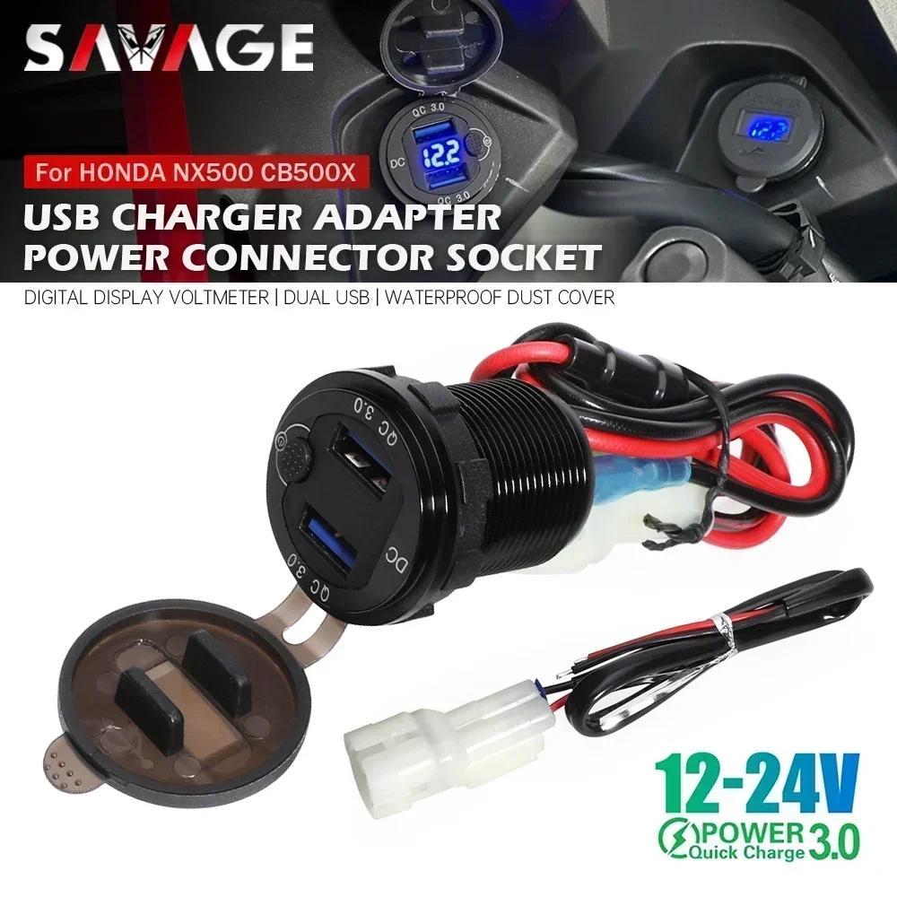 Lสําหรับ HONDA NX500 NX400 CB500X CB400X รถจักรยานยนต์ QC3.0 USB Charger 12V Power Outlet Connector 