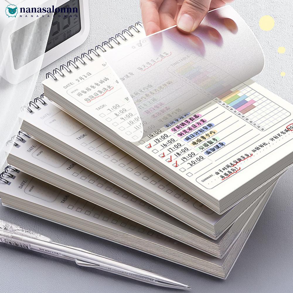 NANASALONNN A5 Planner Agenda Spiral Notebook Daily Plan To Do List Notepad 160 หน้าหนา Coil Bound S