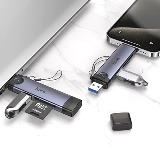 HOCO HB56 การ์ดรีดเดอร์ 3in1 USB + Type-C อ่าน TF card, SD card, USB Flash drive OTG ความเร็วสูง 5Gbps รองรับ 2TB hc5