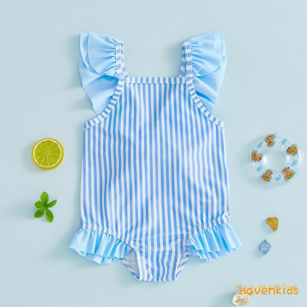 ชุดว่ายน้ำToddlerหญิง ดีไซน์พรินต์แขนบินและคอเหลี่ยม สไตล์เก๋สำหรับเด็กเล็ก ราคา ถูกที่สุด ดีลบีเคเค แกลเลอรีภาพที่ 7