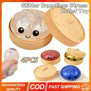 (มีสต็อกในไทย) 4PCS Glitter เกี๊ยวความเครียดบรรเทาน่ารักนึ่ง Bun Squishy ของเล่นพร้อมกล่อง Steamer Fidget ของเล่นพรีเมี่ยมนุ่มช้า Resilience ความเครียดบรรเทา Sensory Squeeze ของเล่น