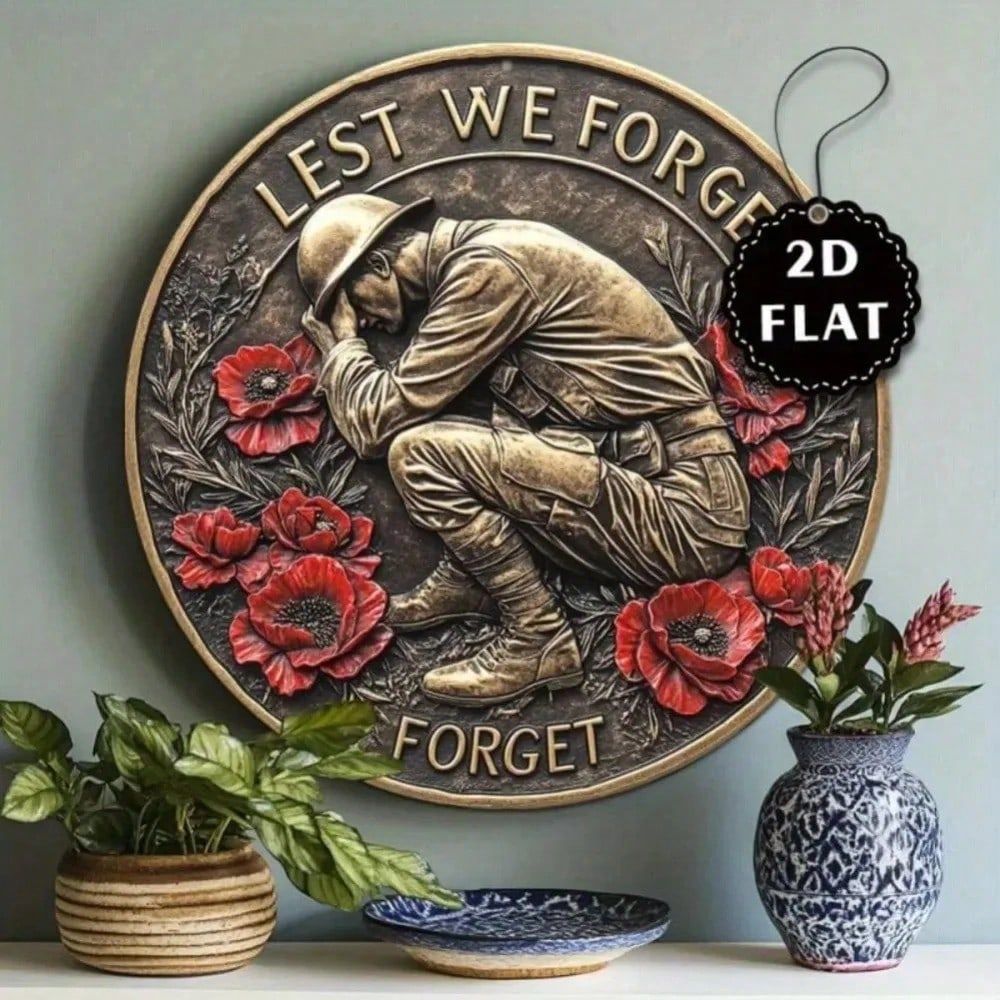 HELLOYOUNG Red Poppy Metal Wall Art Memorial Plaque ANZAC ทหารทหารผ่านศึกวันตกแต่งป้าย Lest เราลืมขอ