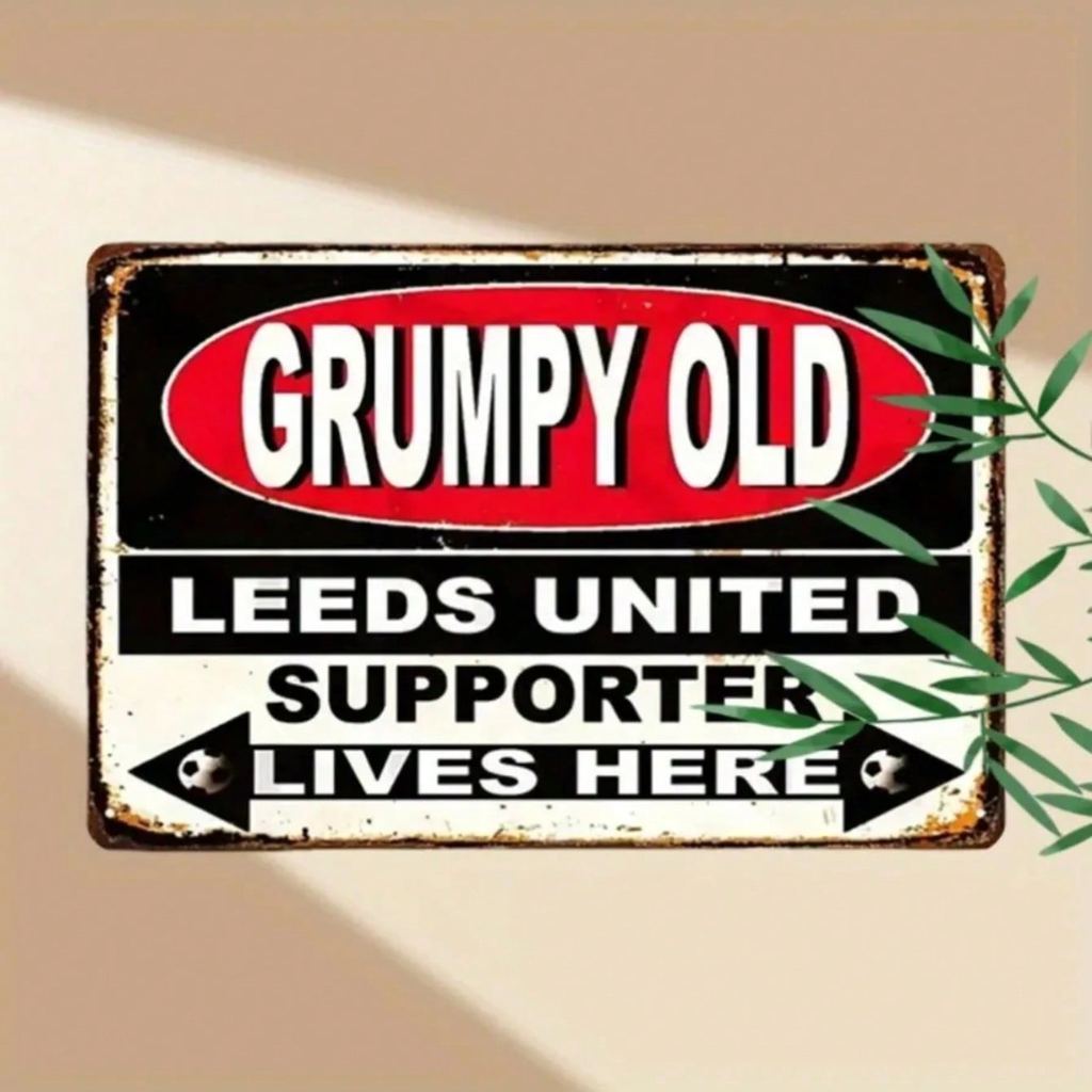 CIFbuy Leeds United Tin Sign Retro โลหะโปสเตอร์ Vintage Wall Art Home Bar Decor Man Cave 8x12 นิ้วขอ