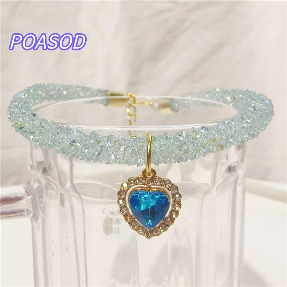 MAYSHPH Love Pendant Necklace, Rhinestone Collar Crystal Dogs Collar, DIY Pet Accessories Pet Collar