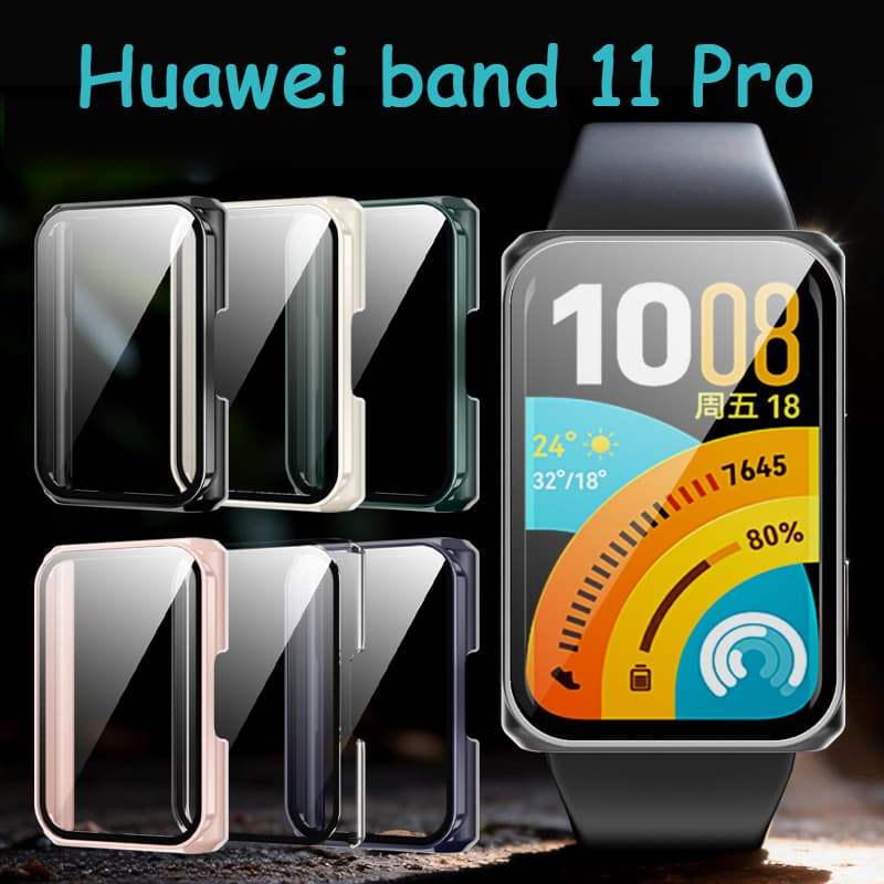 ฝาครอบกรณีสําหรับ HUAWEI Band 11 Pro เคส เปลือกกันชนพลาสติกกรอบป้องกันสร้อยข้อมือ Huawei Band11 11Pro ปลอกฮาร์ดพีซีกรณีครอบคลุมเต็มรูปแบบป้องกันฟิล์มแก้ว