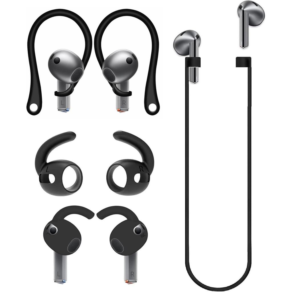 JNSA ชุดกันลื่นเข้ากันได้กับ Galaxy Buds3,Galaxy Buds3 Strap + Galaxy Buds3 Ear Hook 2 ชุด (3in1),สี