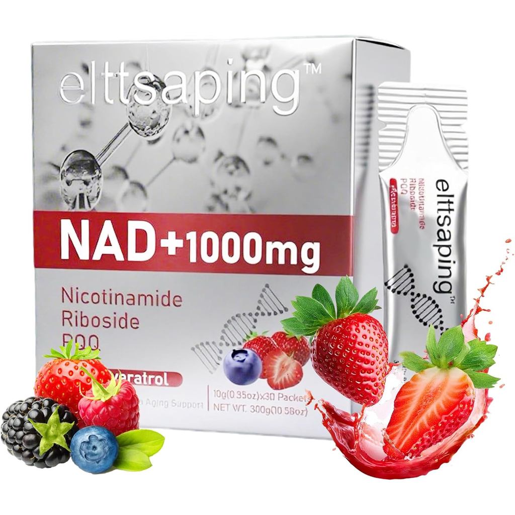 NAD 1000mg Liquid Supplement, NAD+ Liquid Supplement with Nicotinamide Riboside, Resveratrol & PQQ, 