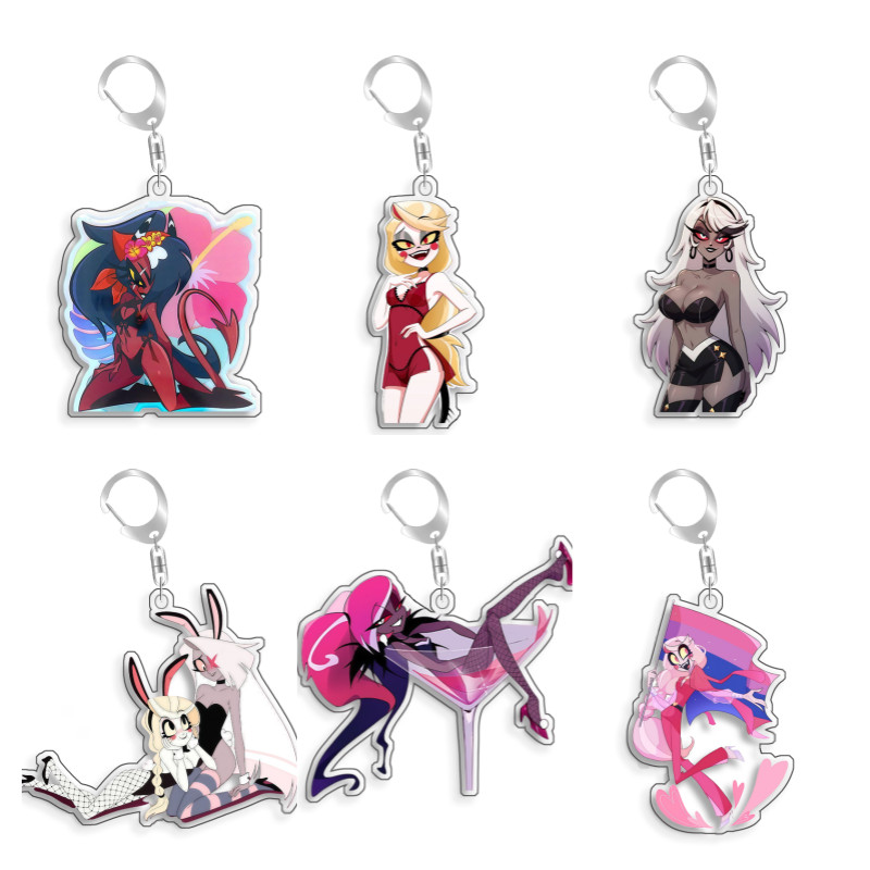 Hazbin โรงแรม Charlie Blitzo Verosika Angel ฝุ่นโฮมเมดอะคริลิคพวงกุญแจจี้กระเป๋า Charms เกมคอลเลกชันของขวัญ